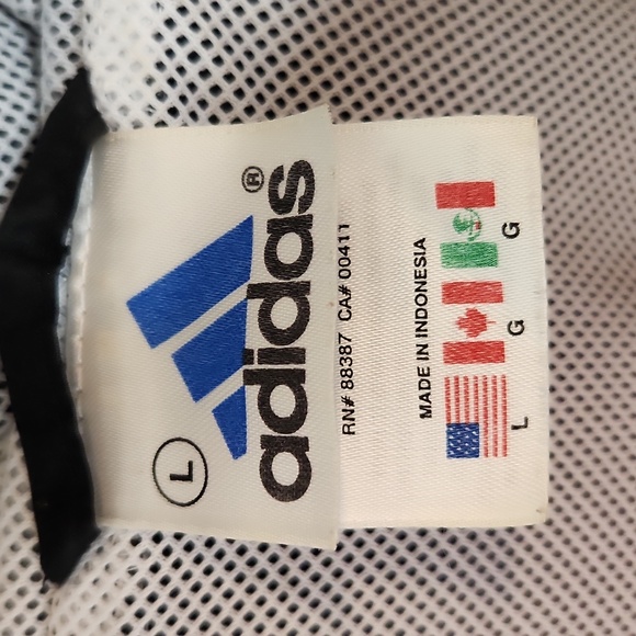 Mens Vintage Adidas windbreaker zippered pocket black white large - Picture 5 of 9